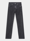 Totême High-waisted Black Denim Pants With Straight Leg Cut In Animal Print