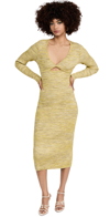 Derek Lam 10 Crosby Geovana Cutout Marled Ribbed-knit Midi Dress In Yellow Space Dye
