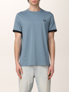 Fred Perry Cotton Tshirt In Sky