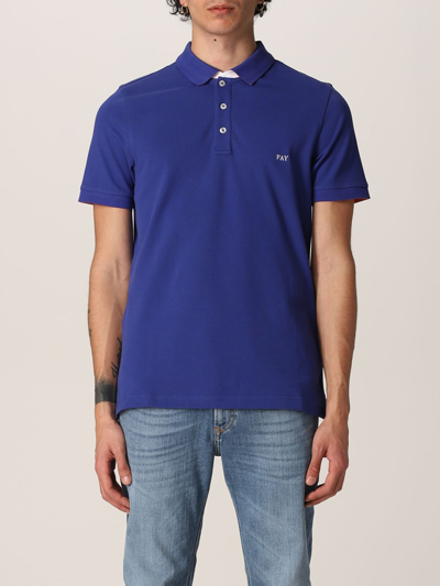 Fay Stretch Cotton Polo Shirt With Logo In Blau