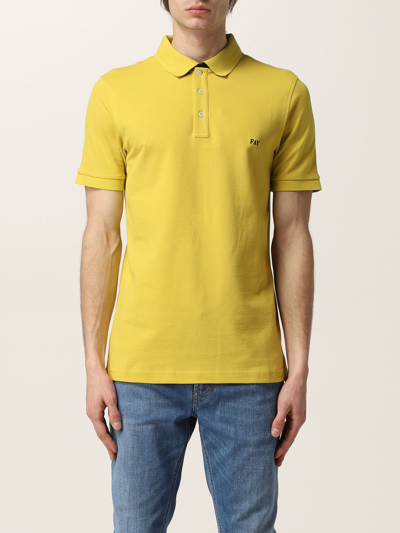 Fay Stretch Cotton Polo Shirt With Logo In 赭色