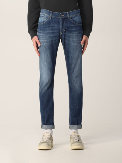 Dondup Cropped Jeans In Washed Denim In Blue