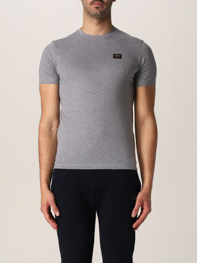 Paul & Shark Cotton T-shirt With Logo Patch In Grey