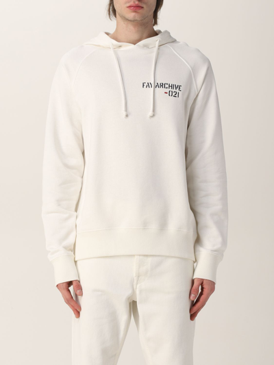 Fay Cotton Jumper With Logo In White