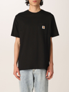 Carhartt Vintage  Pocket T Shirt Top In Washed Black, Men's At Urban Outfitters In Black