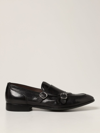 Green George Leather Monk Strap In Black