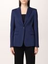 Pinko Signum Bingle-breasted Viscose Blazer In 蓝色