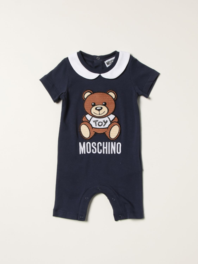 Moschino Baby Babies' Long Romper With Teddy Bear In Blue