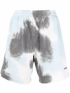Msgm Tie-dye Print Track Shorts In 99