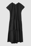 Cos Tiered A-line Maxi Dress In Black