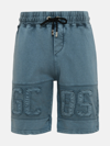 Gcds Man Black Garment Dyed Sports Shorts With Logo In Grey