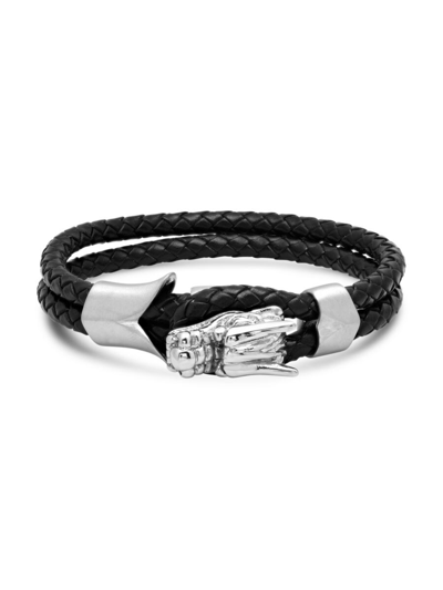 Anthony Jacobs Men's Stainless Steel & Leather Dragon Head Braided Bracelet In Neutral