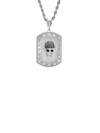 ANTHONY JACOBS MEN'S STAINLESS STEEL & SIMULATED DIAMOND SKULL DOG TAG PENDANT NECKLACE