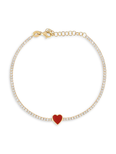 Gabi Rielle Women's Color Forward 14k Gold Vermeil & Crystal Heart Tennis Bracelet