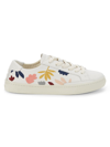 Soludos Women's Fallen Leaves Embroidered Leather Sneakers In White