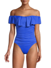 La Blanca Women's Island Ruched Off-the-shoulder One-piece Swimsuit In China Blue