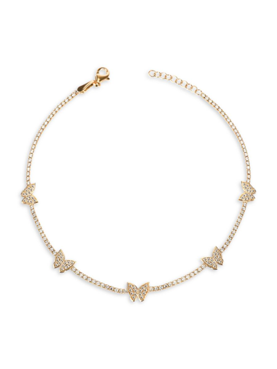 Gabi Rielle Women's Color Forward 14k Yellow Gold Vermeil & White Topaz Crystal Butterfly Tennis Bracelet