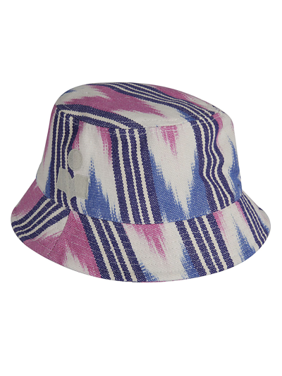 Isabel Marant Haley Stripe Printed Canvas Bucket Hat In Ecru