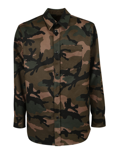 Valentino Camouflage Shirt Jacket In Brown