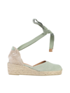 Shop Castaã±er Carina Espadrille Wedge Sandals In Verde Agua