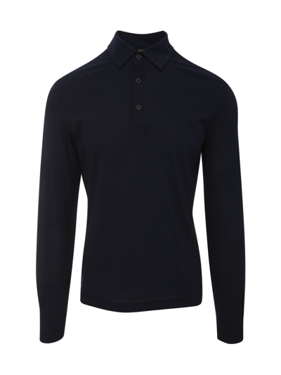 Herno Crepe Jersey Shirt In Blue Navy