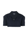 Jacquemus Le Haut Bebi Short-sleeve Hemp And Cotton-blend Top In Navy