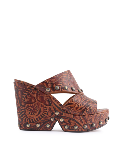 Clergerie Big Heel Highi Sandals With Studded In Gold