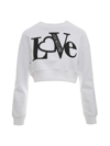 LOVE MOSCHINO ROUND NECK LOVE PRINTED CROPPED SWEATER