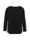 Emporio Armani Envers-satin Blouse With 3/4 Sleeves In Navy