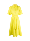 P.a.r.o.s.h S/s Chemisier Loungette Dress With Broguing In Yellow