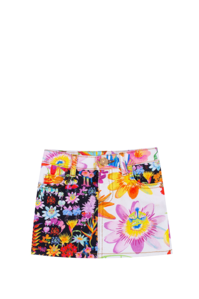 Versace Babies' Girls White Floral Denim Skirt