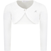 Monnalisa Ivory Cardigan For Girl With Logo