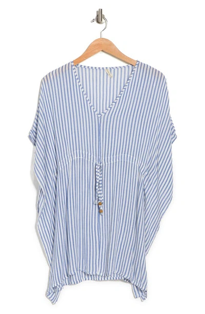 Boho Me Striped Tunic Dress In Blue
