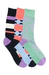 Nordstrom Rack Cushioned Patterned Crew Socks In Green Apple- Coral Multi