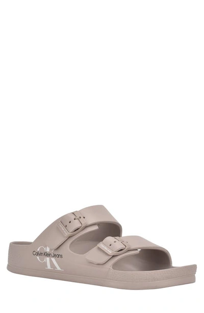 Calvin Klein Zion Buckled Footbed Sandal In String