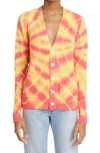 THE ELDER STATESMAN WEB FLARE TIE DYE CASHMERE CARDIGAN