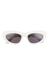 Alaïa 51mm Retro Cat Eye Sunglasses In Ivory