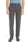 Berle Flat Front Stretch Brushed Twill Pants In Grey