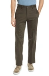 Berle Flat Front Sateen Pants In Olive