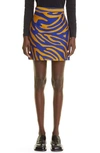 Proenza Schouler Zebra-jacquard Cotton And Silk-blend Mini Skirt In Cobalt/ Bronze