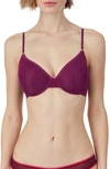 On Gossamer Next To Nothing Micro T-shirt Underwire Bra In Beetroot