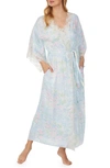 Eileen West Long Satin Robe W/ Galloon Lace In Watercolor