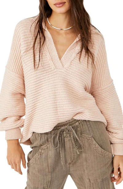 Free People Marlie Pullover Sweater In Dusty Pink