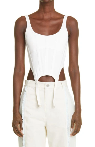 Dion Lee White Rib Combat Corset Tank Top