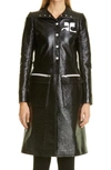 Courrèges Logo-print Lacquered-effect Trench Coat In Black