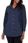 Foxcroft Mary Non-iron Stretch Cotton Button-up Shirt In Navy