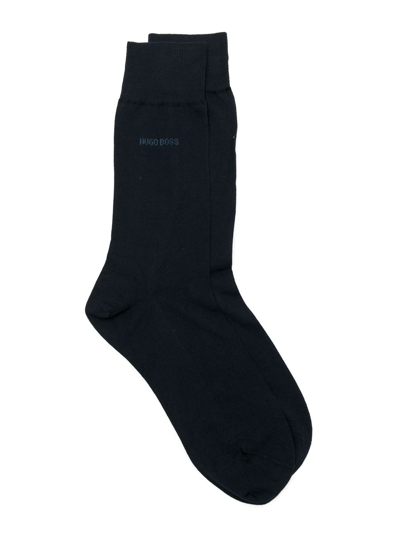 Hugo Boss Logo-print Ankle Socks In Black