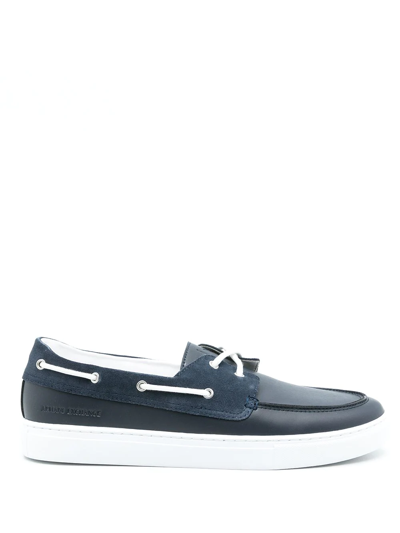 Armani Exchange Almond-toe Lace-up Loafers In Blue