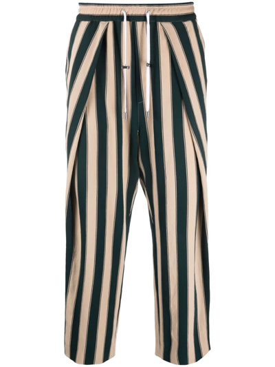 Balmain Striped Drawstring Trousers In Neutrals