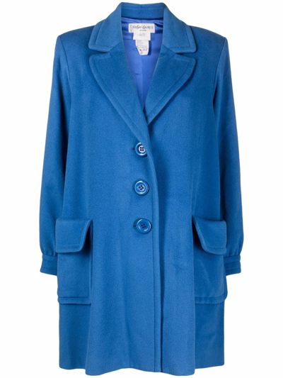 Pre-owned Saint Laurent 1996 Notched Lapels Single-breasted Coat In Blue